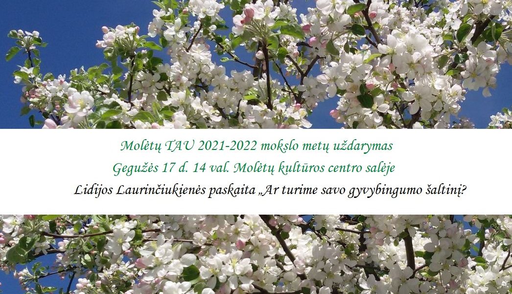 Kvietimas į Molėtų TAU 2021-2022 mokslo metų uždarymą