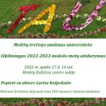 Skelbimas Molėtų trečiojo amžiaus universiteto 2022-2023 mokslo metų atidarymas 2022 m. spalio 17 d. 14 val.